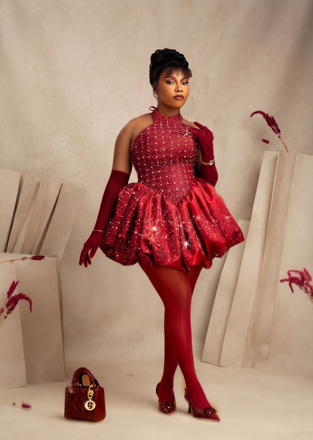 Fashion portrait in red